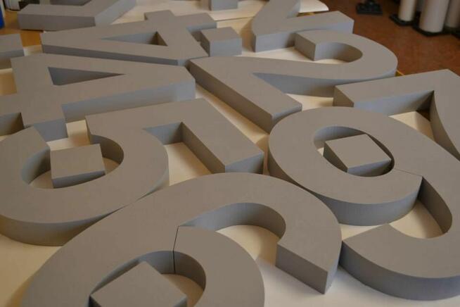 Napis 3D, logo, litery, szyld, banner, świecący - styrodur,