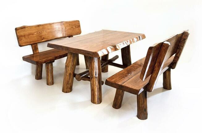 meble ogrodowe góralskie z drewna do altany