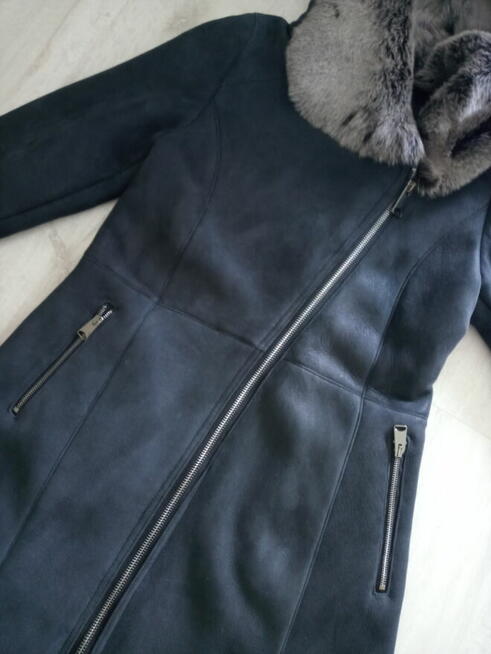 Kożuch damski naturalny nowy grafit