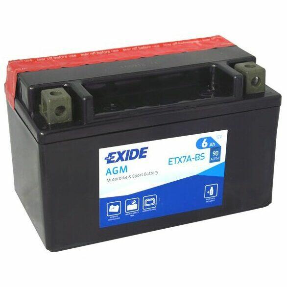 Akumulator motocykl EXIDE ETX7A-BS YTX7A-BS 12V 6Ah 90A ENL+