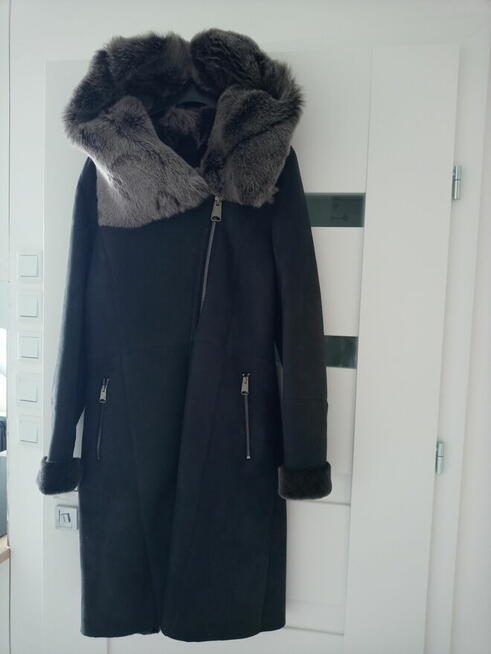 Kożuch damski naturalny nowy grafit