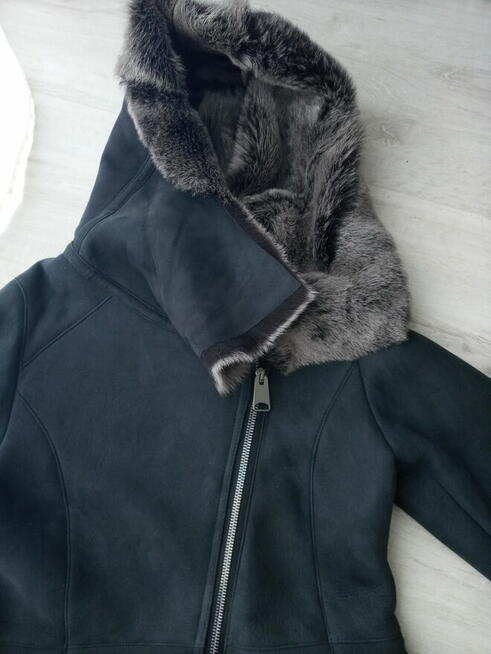 Kożuch damski naturalny nowy grafit