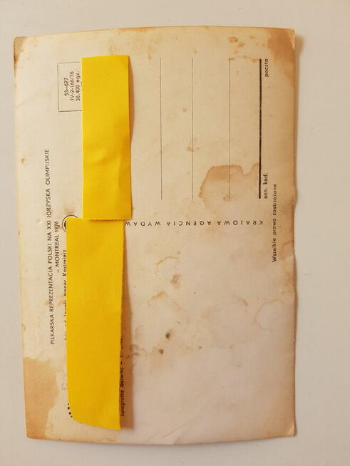 Pocztówka : OLIMPIADA 1976 - skład drużyny w piłkę nożną