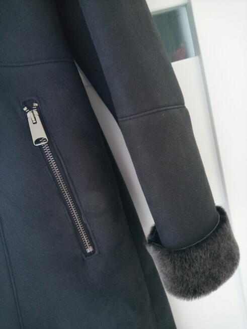 Kożuch damski naturalny nowy grafit