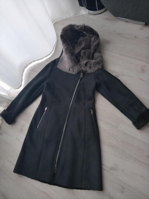 Kożuch damski naturalny nowy grafit