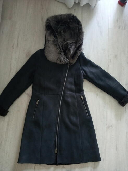 Kożuch damski naturalny nowy grafit