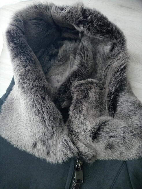 Kożuch damski naturalny nowy grafit