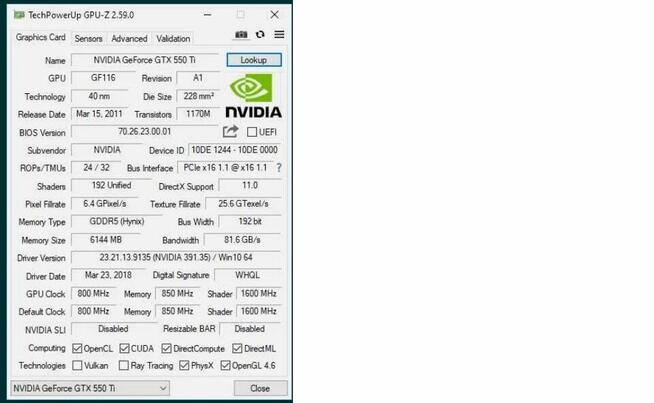 Karty graficzne GTX 550 ti 6gb i GT730 4GB DDR3 128Bit