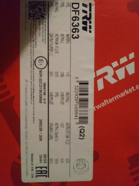 TRW tarcze i klocki obie osie astra j