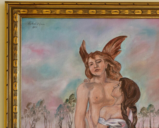 Wlastimil Hofman; obraz Anioł z kobietą. 1965 r.