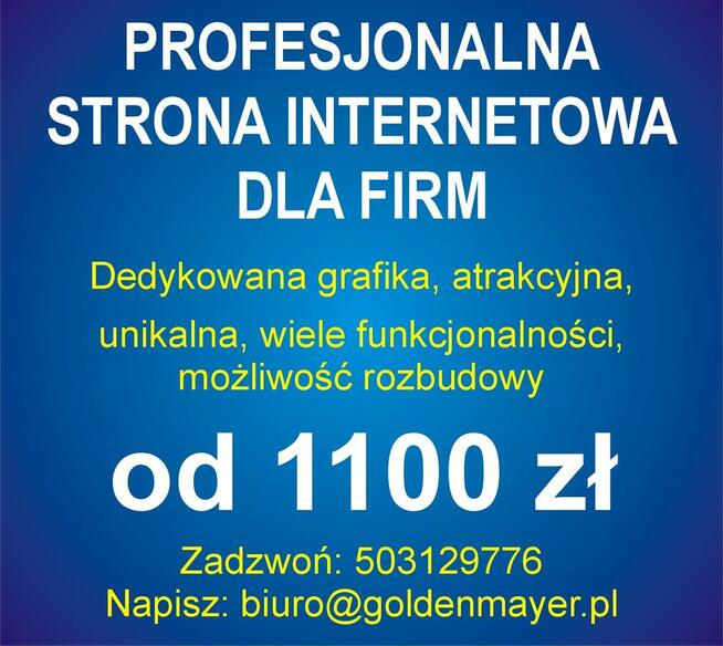 Projektowanie Stron Internetowych od 1100 zł