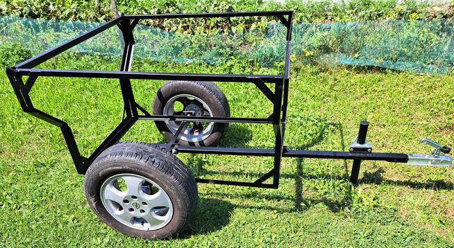 Przyczepa 3w1 na 2 mauzery 1000l kłonnice na drewno skrzynia