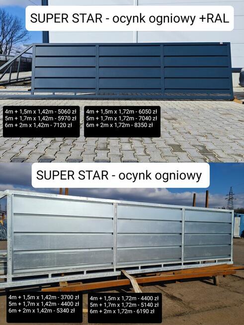 Brama przesuwna pełna/bez prześwitu 4m SUPER STAR, ocynk+RAL