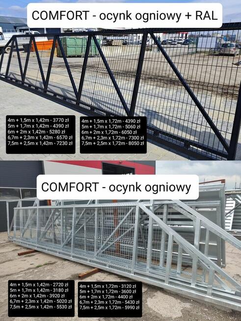 Brama przesuwna palisadowa 4m PR.MODERN, ocynk+RAL,5M,6M,6,7