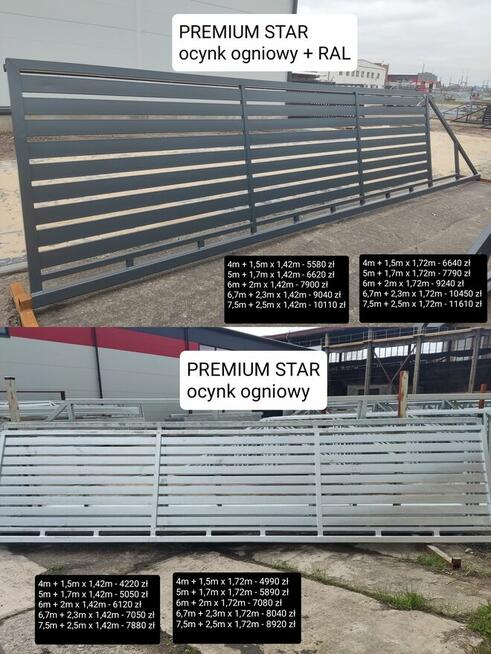 Brama przesuwna palisadowa 4m PR.MODERN, ocynk+RAL,5M,6M,6,7