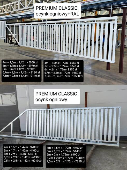 Brama przesuwna palisadowa 4m PREMIUM STAR, ocynk ogniowy