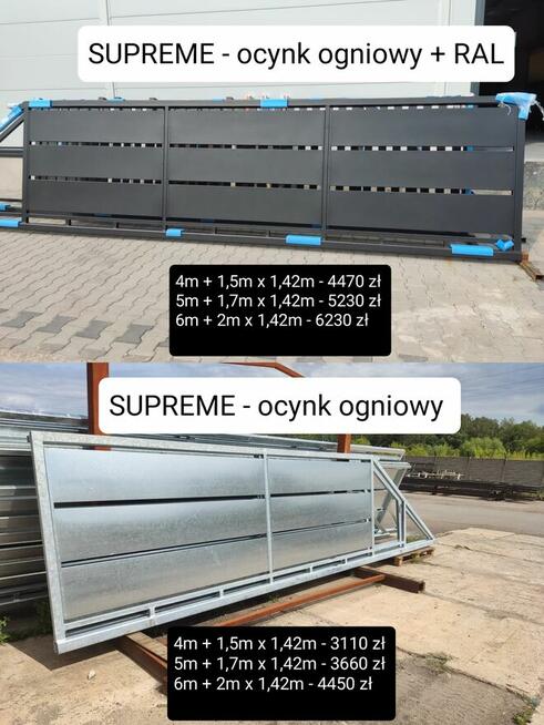 Brama przesuwna pełna Super Star, ocynk+RAL, 5m 6m