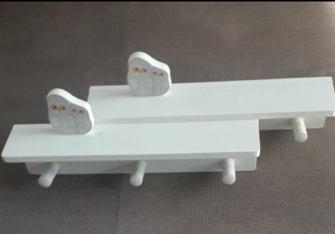 IKEA 2x Półki drewniane z wieszakami biała sowa