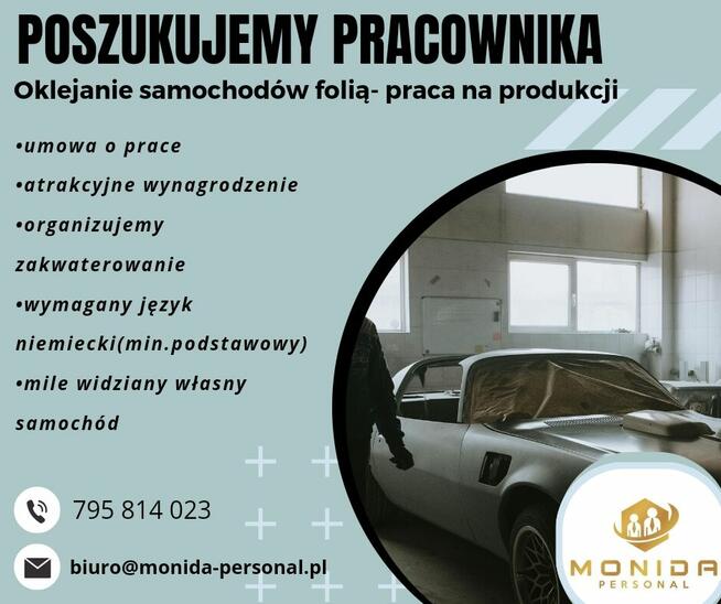 Praca na produkcji- oklejanie samochodów folią