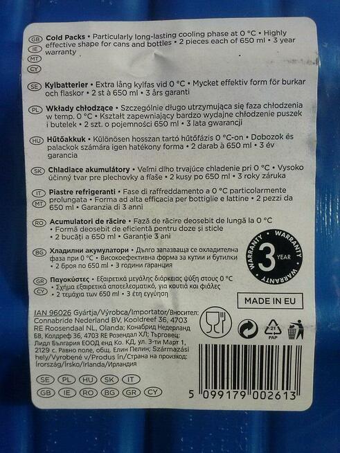 Wkłady do lodówki turystycznej, 2 szt., nowe, 10 zł.