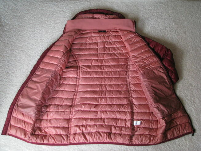 Płaszczyk pikowany, kurtka damska bordowa z kapturem rozm 40