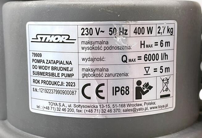 Pompa zanurzeniowa Sthor 400W 16mm