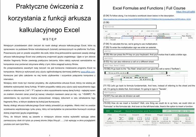 Ćwiczenia z korzystania z funkcji Excel