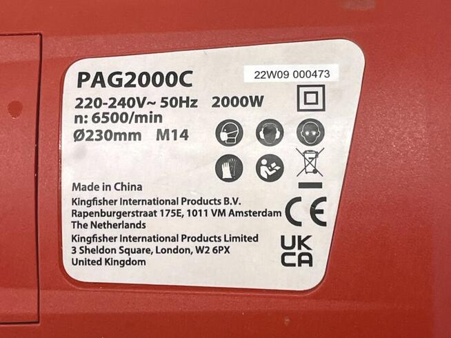 Szlifierka Kątowa PP PAG2000C 230mm 2000W