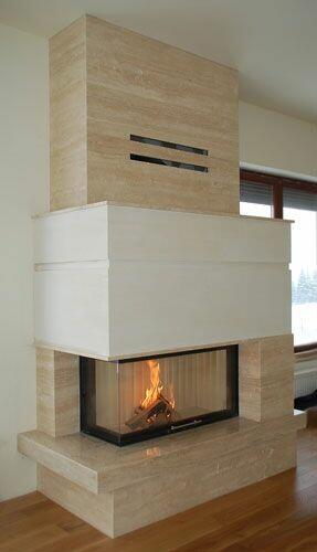 Kominek NOWOCZESNY z szyba boczną PANORAMICZNĄ zamknięta kom