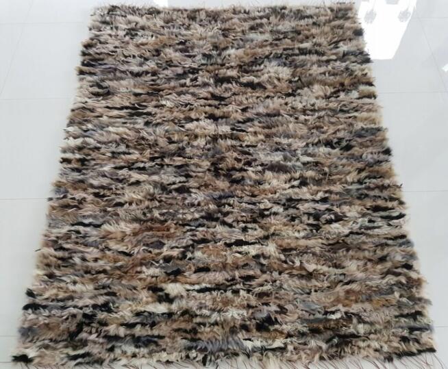 Dywan narzuta z lisa i jenota ręcznie Tkana skóra naturalna