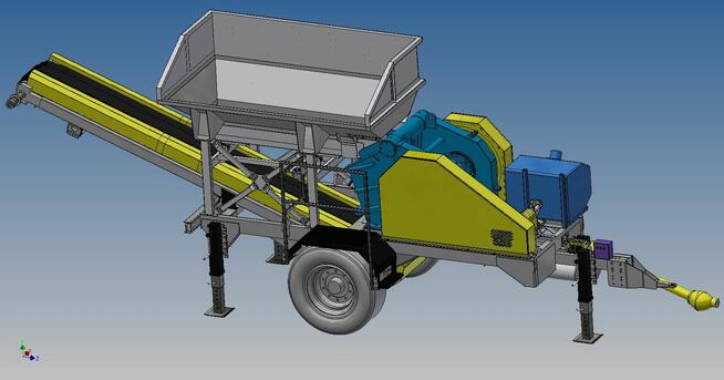 ZESTAW z kruszarką SZCZĘKOWĄ 220X600 napędzany z CIĄGNIKA