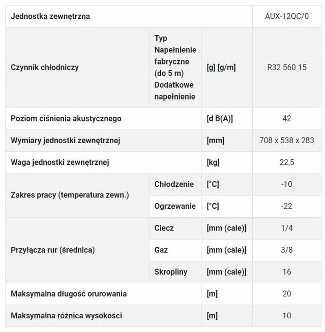 Klimatyzacja do domu AUX Q-SMART 3.5kW