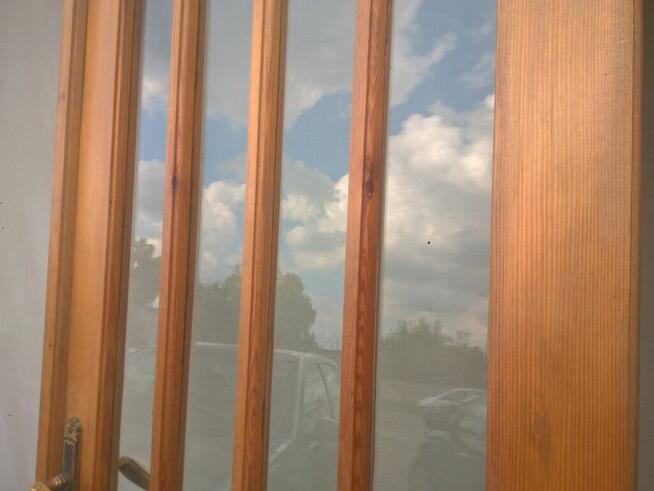 Komplet DRZWI wewn 70x200cm Drewno SOSNA Lakier Okucia Szyby