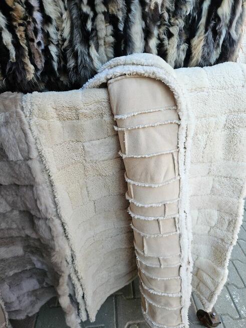 Fotelówki narzuty kapa kapy szyte szyta skórzane z owczej sk