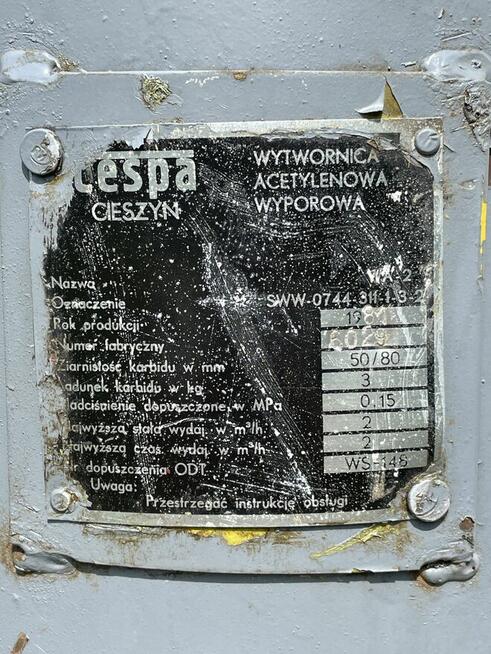 Wytwornica acetylenowa wyporowa WA-2