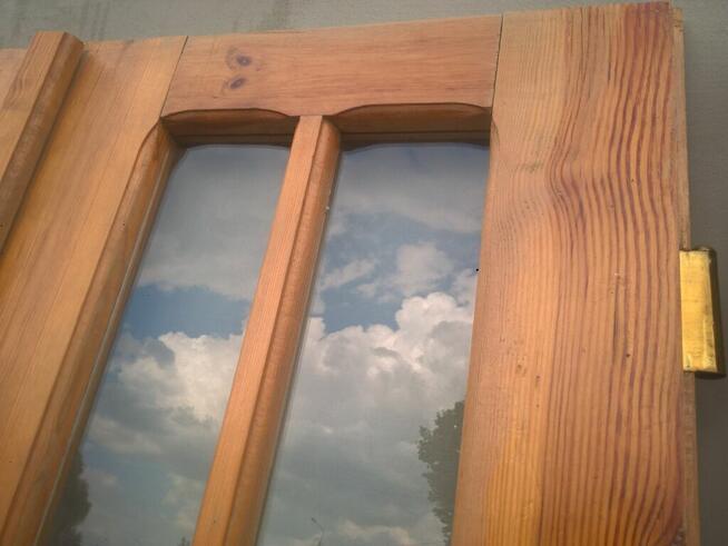 Komplet DRZWI wewn 70x200cm Drewno SOSNA Lakier Okucia Szyby