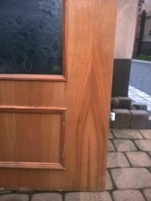 DRZWI wewn 80cm Prawe Drewno SOSNA Okucia Zamek Klamka Szyld