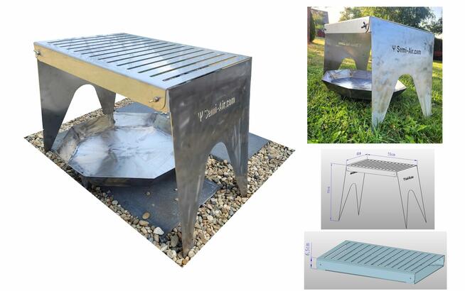 Grill ruszt składany stal nierdzewna mobilny palenisko