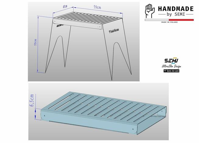 Grill ruszt składany stal nierdzewna mobilny palenisko
