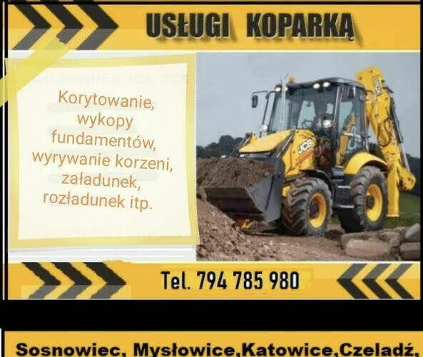 KOPARKA SOSNOWIEC USŁUGI KOPARKĄ SOSNOWIEC WYNAJEM KOPARKI