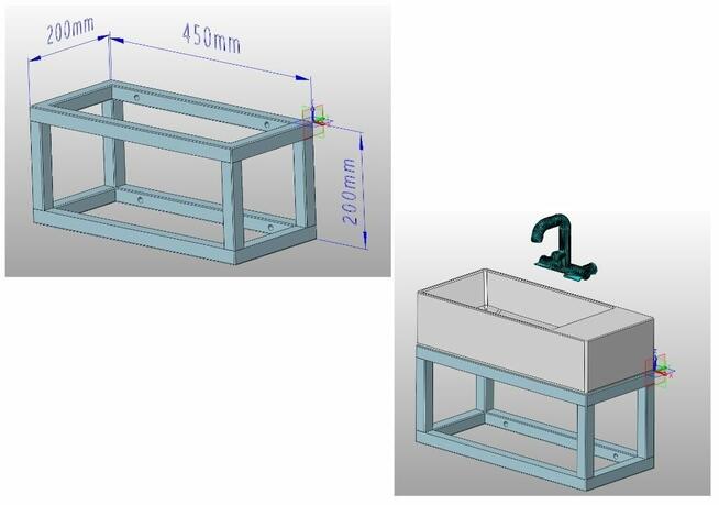 Konsola łazienkowa stelaż pod umywalkę loft wymiar