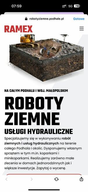 Roboty ziemne wykopy koparka i transport kruszywa
