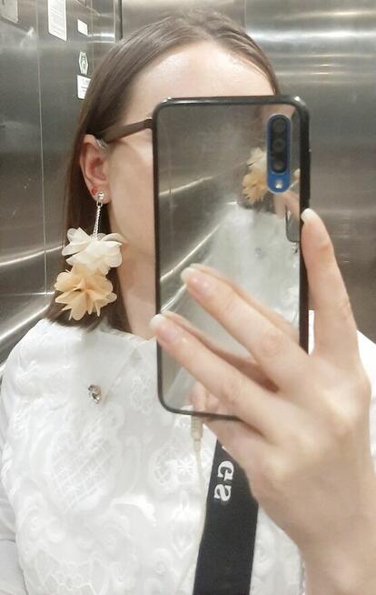 Kremowe kolczyki kwiaty, wakacyjne, wesele