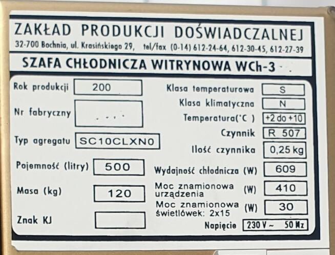 Witryna chłodnicza 78/24/1