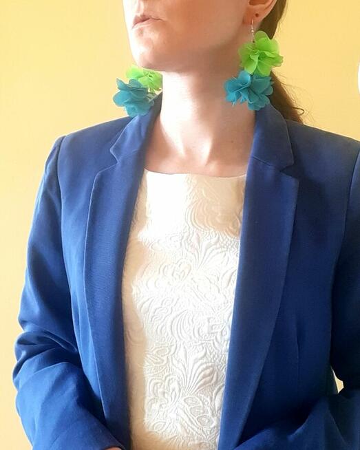 Zielone kolczyki wakacyjne, dalie podwójne