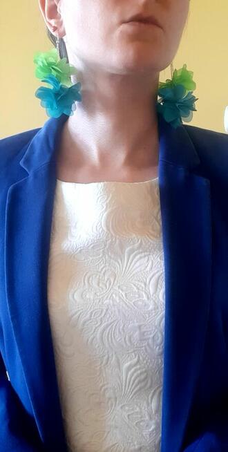 Zielone kolczyki wakacyjne, dalie podwójne