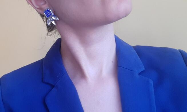 Małe kolczyki kryształki niebieskie cyrkonie