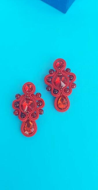 Czerwone kolczyki sutasz, ślub, urodziny