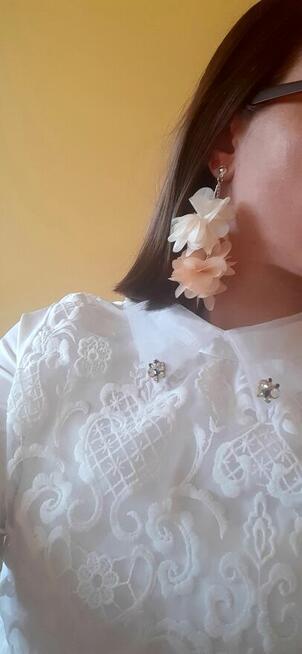 Kremowe kolczyki kwiaty, wakacyjne, wesele
