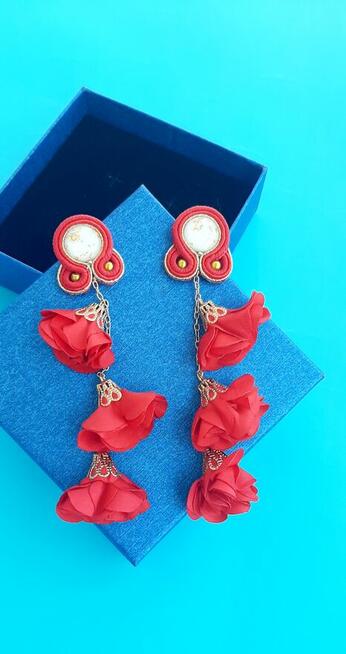 Kolczyki sutasz z kwiatami, wesele